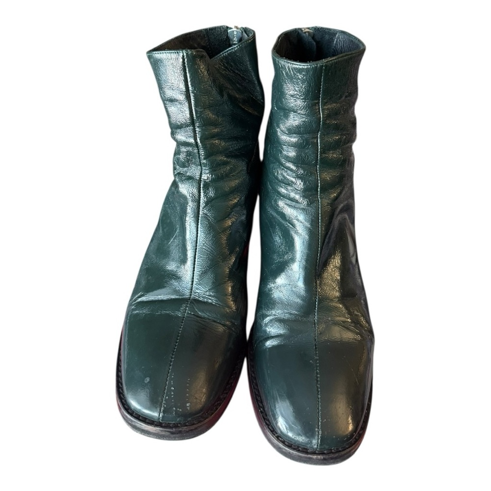 Miista Cybil Patent Leather Forrest Green Ankle Boots